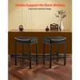 thumbnail image 3 of KFFKFF Set of 2 PU Leather Bar Stools, 25-inch Counter Height Saddle-Seat with Metal Legs, Backless Design for Kitchen, Dining Room, Cafe, Easy-to-Assemble, Black, 3 of 9