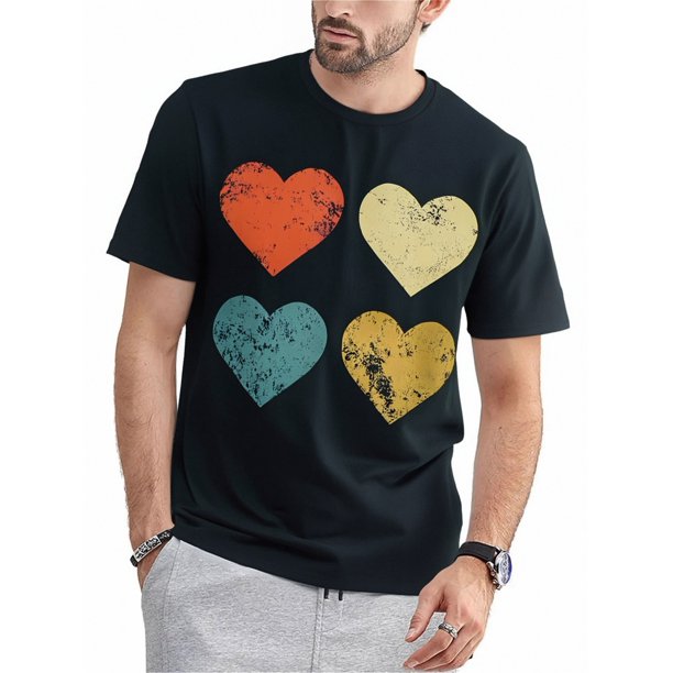 Camiseta vintage con corazones, regalo retro genial para San Valentín para mujeres y hombres.