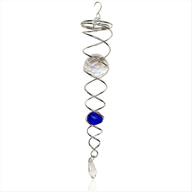 Estabilizador de Hilandero de Viento de en Espiral de Bola de Azul, Espiral Decorativa, Hilandero de Viento en Espiral, Decoración de Jardín