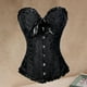 thumbnail image 4 of Mujeres Corset Deshuesado Overbust Gothic Cintura para Navidad y fiestas XL XL negro Macarena Corsé con ribete de encaje floral, 4 of 8
