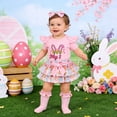 thumbnail image 2 of oqasdz Baby Girls Summer Outfits Adorable Bunny Print Romper Dress with Socks and Headband for Outfit Sets Comfort Fit, 2 of 7