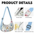 thumbnail image 3 of Nylon Crescent Bag for Women Men Trendy, Floral Medium Crossbody Dumpling Bags with Adjustable Strap Lightweight Travel Shoulder Tote Half Moon Hobo Bag, 3 of 5