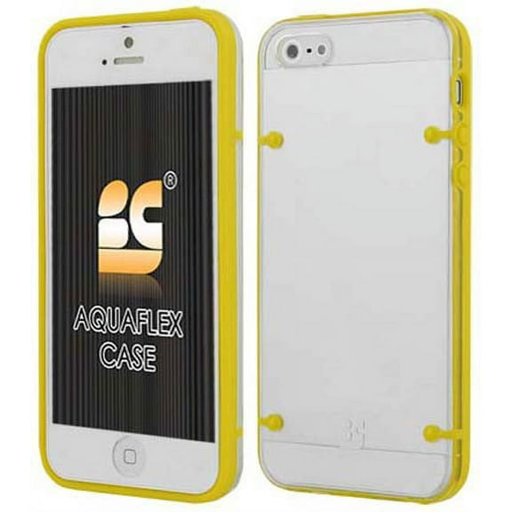 YELLOW CLEAR AQUAFLEX HARD CASE SOFT TPU COVER SKIN FOR iPHONE 5 5s SE (2016)