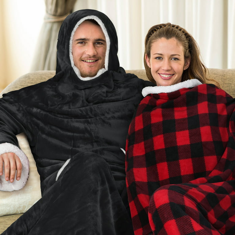 Sherpa Wearable Blanket for Adult Women and Men, Super Soft Comfy