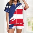 thumbnail image 2 of Fewfanhot Women's AmericanFlag Print Pajamas Set, 2 Piece Button Down Short Sleeve Top and Shorts Loungewear, Soft Breathable Sleepwear for Women, 2 of 7