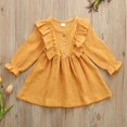 thumbnail image 3 of PENGXIANG Baby Autumn Clothes Solid Color O-Neck Flower Long Sleeves Ruffle Dress, 3 of 8