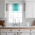 thumbnail image 3 of Gray Teal Green Valance Curtains for Kitchen/Living Room/Bathroom/Bedroom Window, Rod Pocket Small Topper Half Short Window Curtains Voile Sheer Scarf, Modern Gradient Geometric 42"x12", 3 of 8