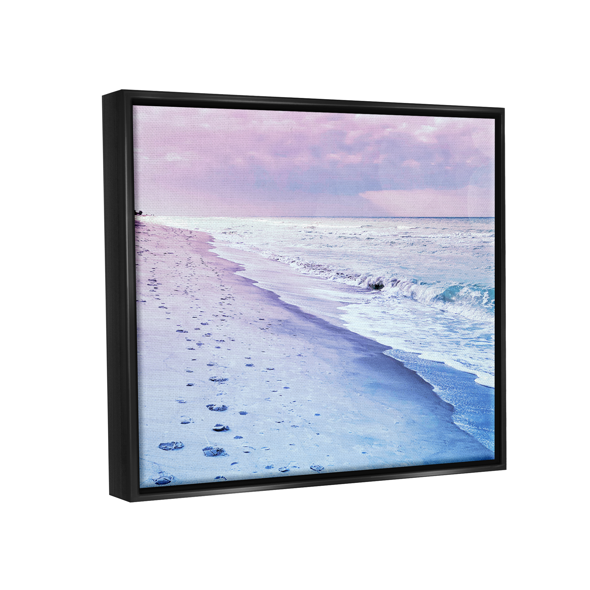 Stupell Industries Dawn Break Shoreline Nature Photography Black Floater Framed Art Print Wall Art, 21 x 17