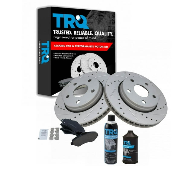 TRQ Front Ceramic Brake Pad & Rotor Kit w/Chemicals for Jeep Wrangler BKA16614 Fits select: 2008,2015-2018 JEEP WRANGLER UNLIMITED