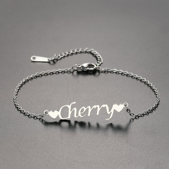 Personalized Custom Name Bracelet Stainless Steel Chain Heart Alphabe Letters Customized Bangle Unique Jewelry Gift