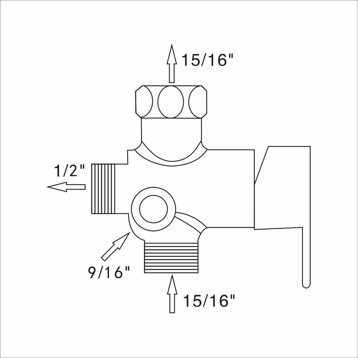 Tachi Bidet Sprayer T-Adapter Brass 7/8 Inch Bidet Attachment with Hot Cold Mixing Valve