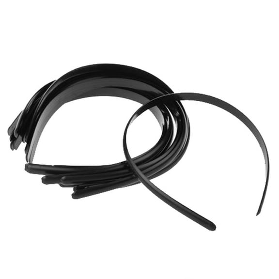 Raindrops 12pcs Women's Girls Plain No Teeth Plastic DIY Hair Bands Headbands Headwears (Black)