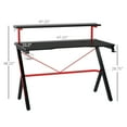 thumbnail image 3 of HOMCOM 47" Gaming Desk - Black Carbon Fiber Computer Desk w/ Monitor Shelf, Cup Holder &amp; Headphone Hook - Home Office Workstation, 3 of 9