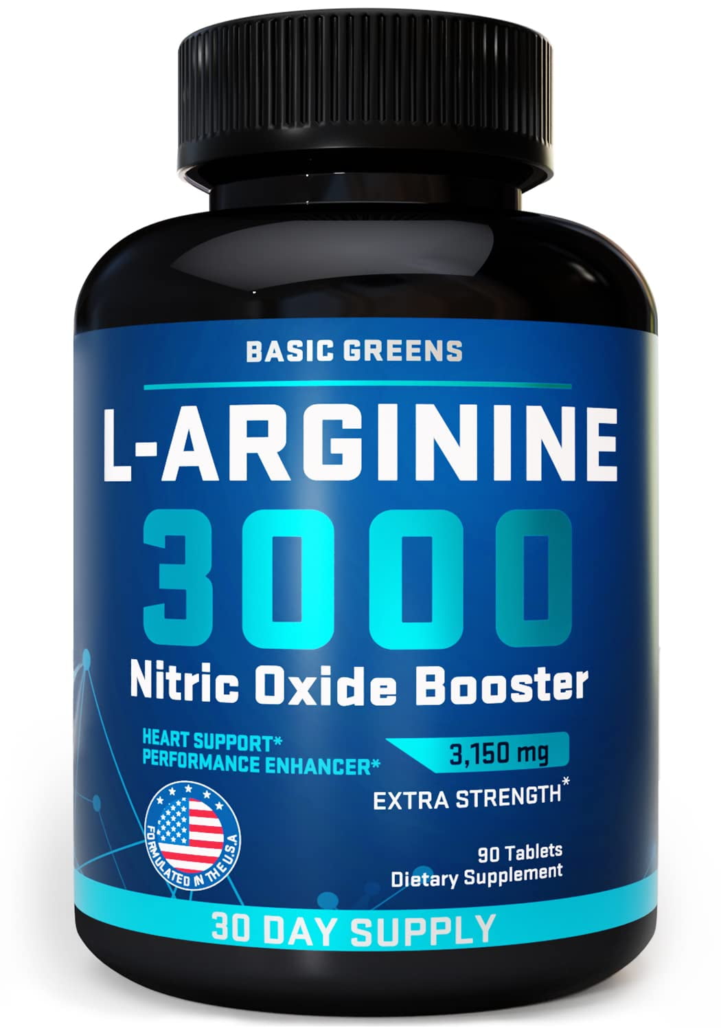 BASIC GREENS L Arginine (90 Tablets) LArginine Supplement for Men and