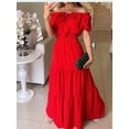 thumbnail image 6 of 2024 Summer Solid Boho Dress Women Fashion Elegant Beach Party Dress Casual Slash Neck Office Maxi Dresses For Woman Robe Femme, 6 of 7