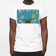 thumbnail image 3 of Tshirts Shirts for Men,Tshirts Shirts for Women,Butterfly Blue Background Flowers,2XL, 3 of 5