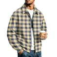 thumbnail image 2 of CCRFTGI Mens Corduroy Jacket Zip Up Bomber Vintage Casual Collared Long Sleeve Plaid Outdoor Fall Fashion Outerwear Khaki S, 2 of 7