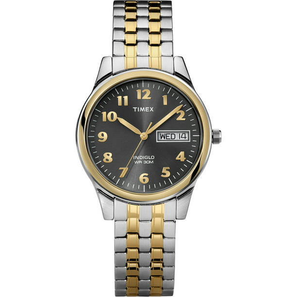 Timex Men's Charles Street Two-Tone/Black 35mm Casual Watch – Extra-Long  Expansion Band 