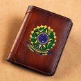 thumbnail image 1 of High Quality Genuine Leather Men Wallets Brasil Polícia Federal Badge Printing Short Card Holder Purse Billfold Men's Wallet qym unisex, 1 of 2