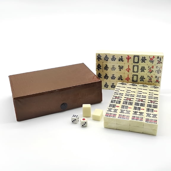 LAMIRO Portable Mah Jong Game Set Chinese Traditional Mahjong English Instruction