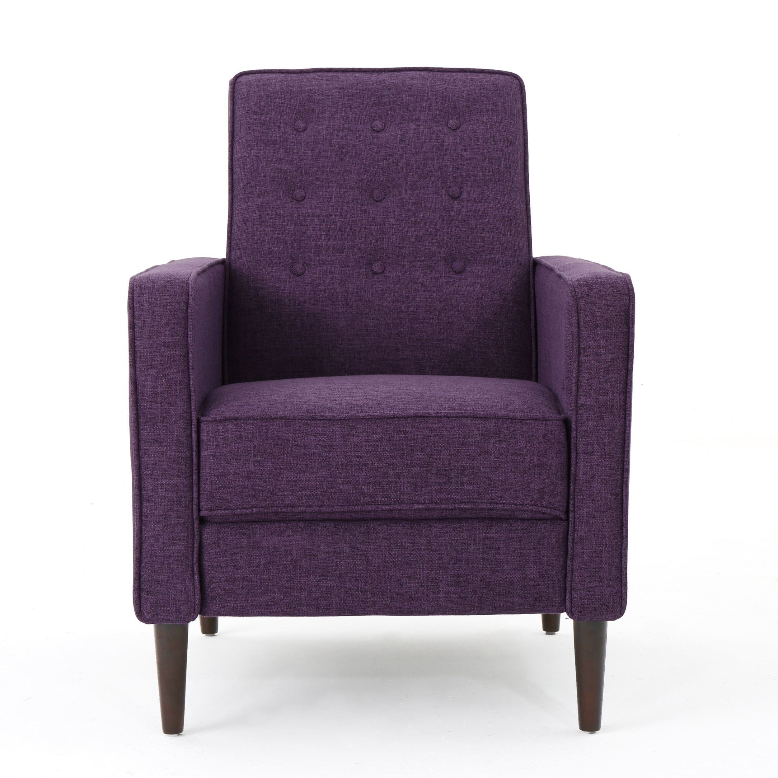 Euroco Modern Fabric Recliner Chair with Espresso Wood Legs, Adjustable Backrest & Plush Upholstery, Space-Saving Design