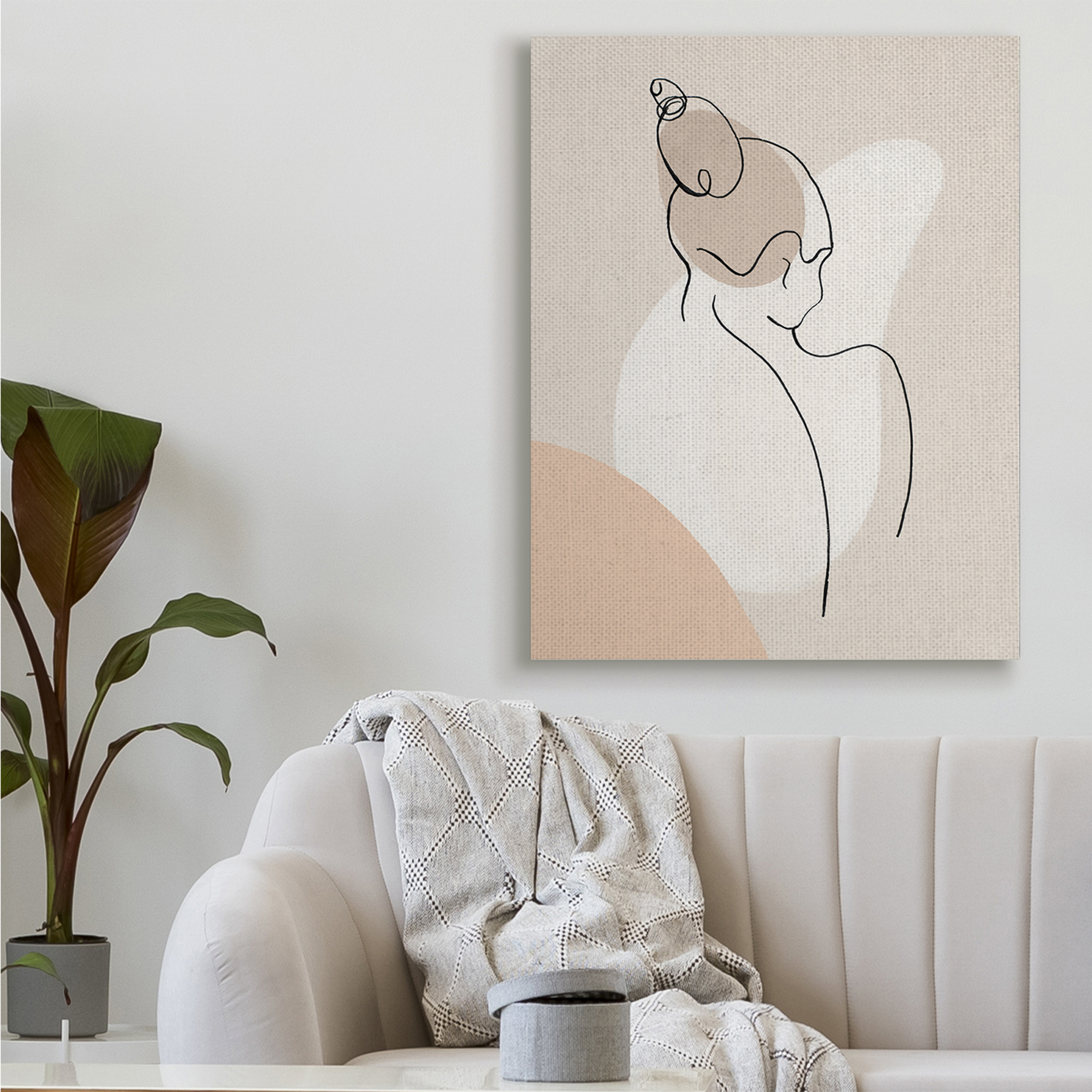Stupell Industries Abstract Female Line Drawing over Abstract Shapes,36 x 48,Designed by Patricia Pinto