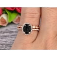 thumbnail image 2 of 2.25 Carat Round Cut Black Diamond Moissanite Bridal Ring Set With Matching Wedding Band On 10k Rose Gold Art Deco, 2 of 5