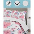 thumbnail image 3 of Twin XL Quilt Bedding Set, Pink Watercolor Floral Reversible Summer Quilt 3 Pieces, Spring Flower Abstract Art Lightweight Bedspreads Coverlets with 2 Pillow Shams for All Seasons, 3 of 5