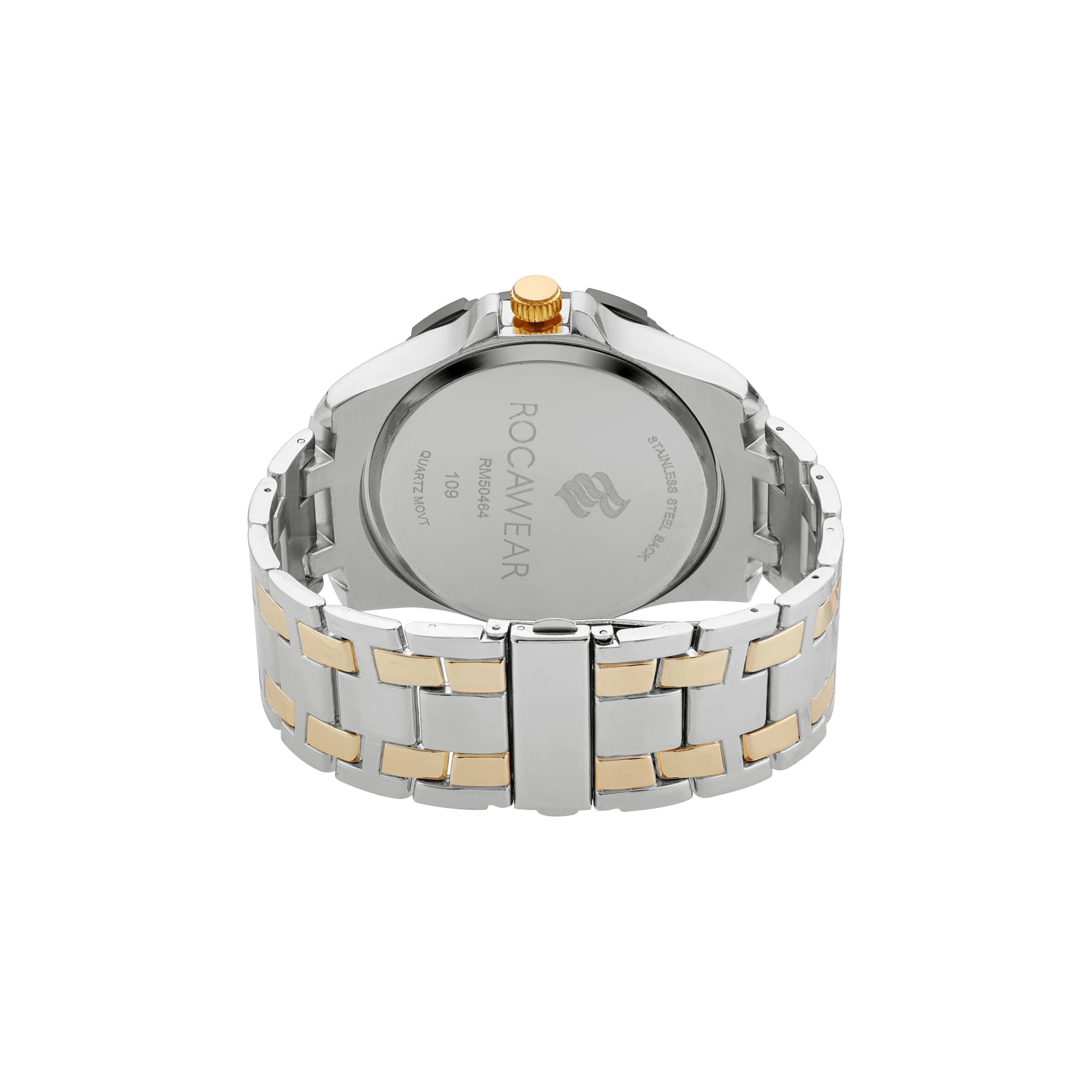 Rocawear Men s Chronograph Quartz Metal Strap Analog Watch Silver Sunray Two Tone Walmart