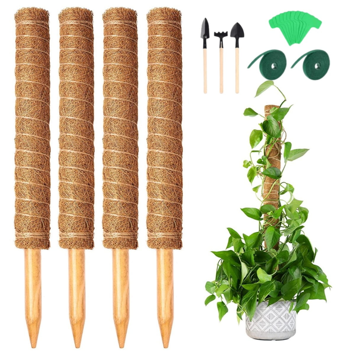 【4 Pack】Moss Pole, 20 inch Coco Coir Totem Poles Extending to 80 Inches