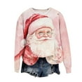 thumbnail image 4 of Fartey Womens Christmas Sweatshirts Plus Size Crewneck Sweatshirt Loose Casual Long Sleeve Pullover Tops Funny Xmas Graphic Sweatshirts Fashion Holiday Clothing Pink 5XL, 4 of 4