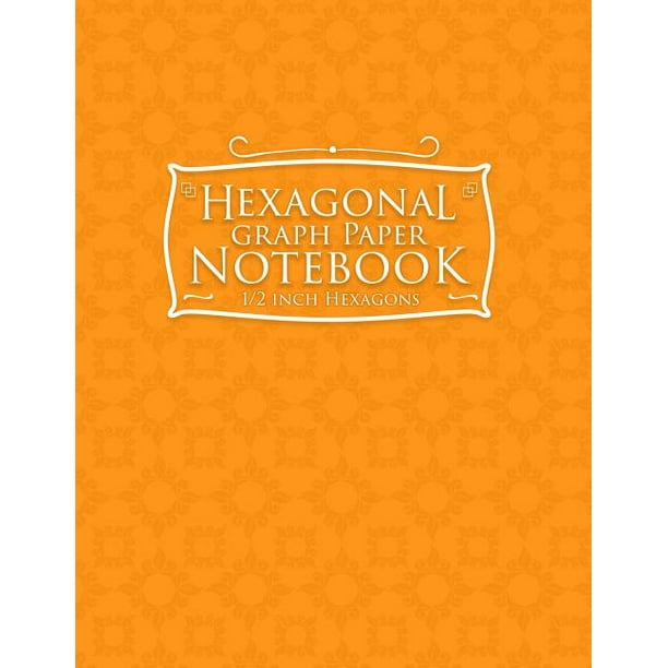 hexagonal graph paper notebook 1 2 inch hexagons orange cover paperback walmart com