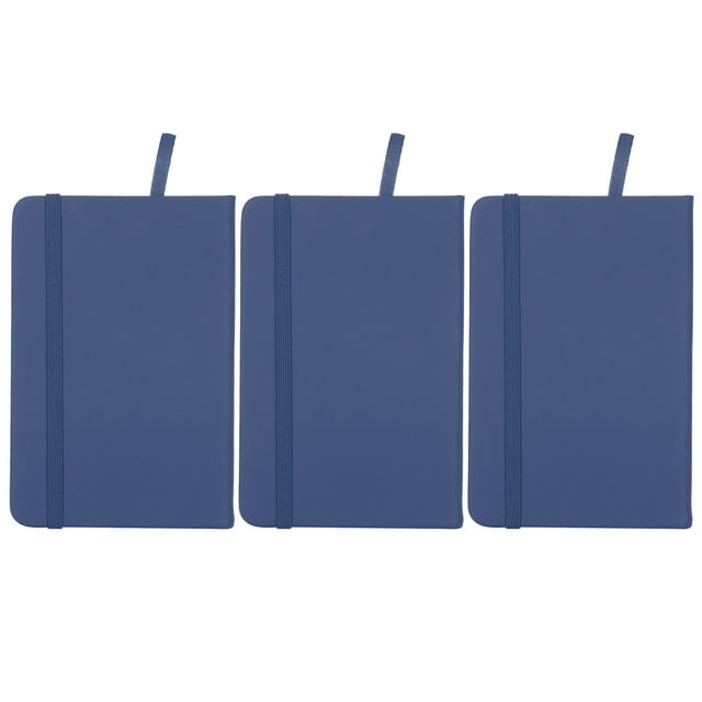 3 blocs de notas de negocios de PU A6, tapa dura, correa, cuaderno, diario, papelería, material escolar de oficina, azul
