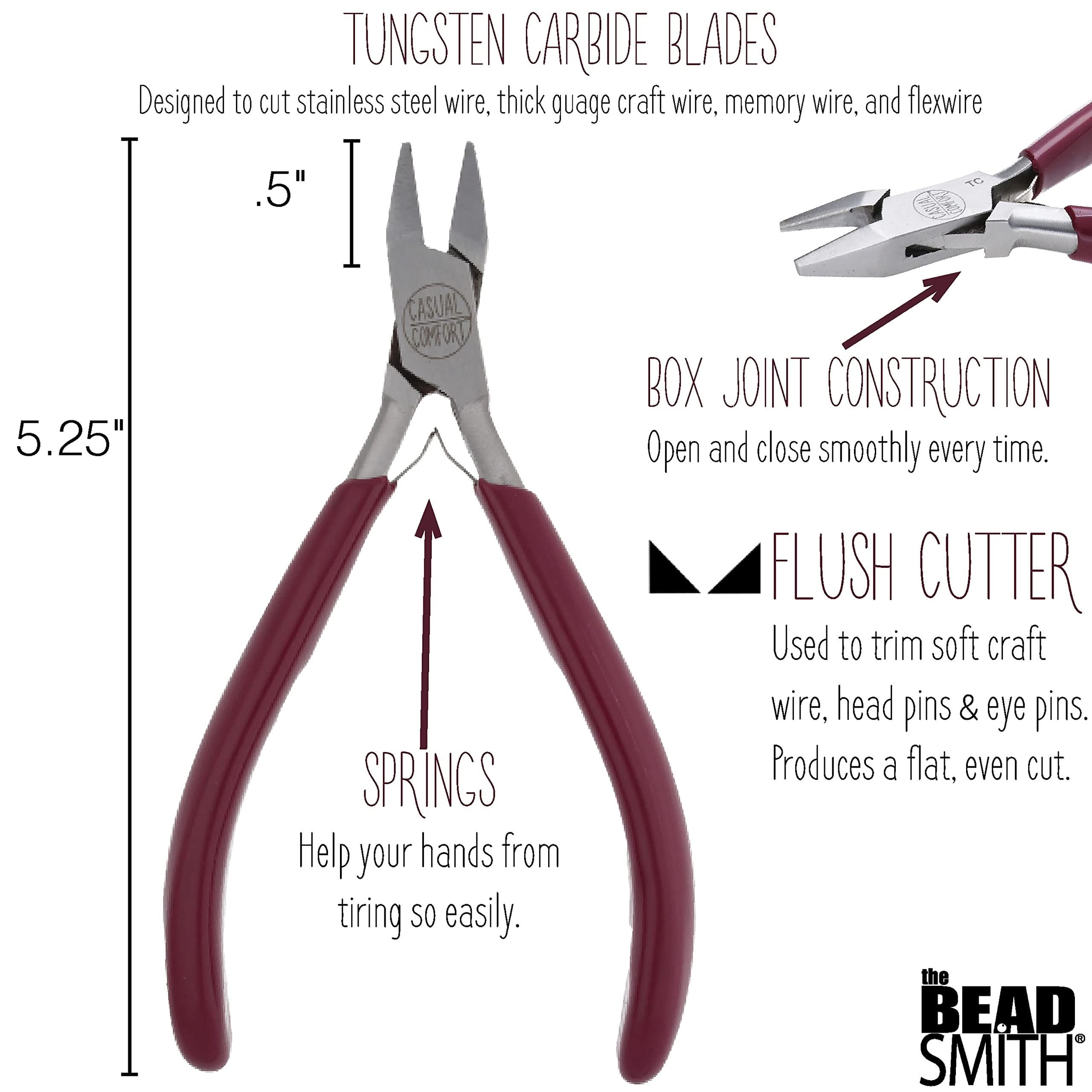 The Beadsmith Causal Comfort Tool Set – 3-Piece Kit: Chain Nose, Round Nose and Flush Cutter with Tungsten Carbide Blades – Make Bracelets, Necklaces & Earrings – Tools for Jewelry Making