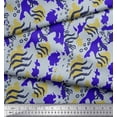 thumbnail image 3 of Soimoi Blue Modal Satin Fabric Leopard & Wild Animal Skin Decor Fabric Printed BTY 42 Inch Wide, 3 of 3