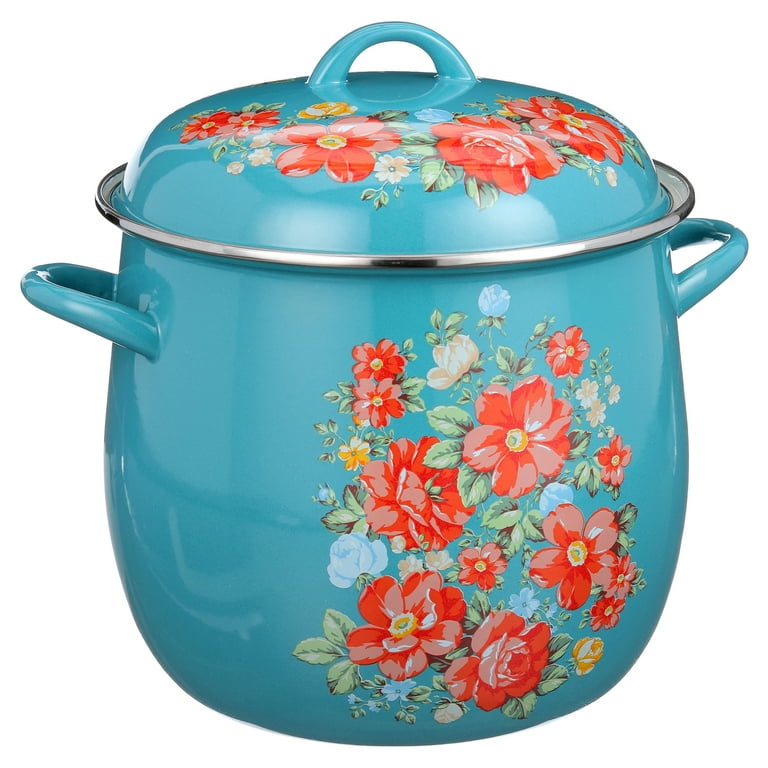 🎄 New Pioneer Woman Holiday Vintage Floral 12 Qt Stock Pot