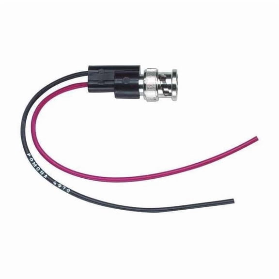 BNC Female and Male To 20 AWG Leads, BNC Male, 5-7/8", PVC, Black, Red