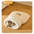 thumbnail image 5 of Nebwoak Washable Cat Bed for Cats and Small Dogs - Insulated Pet Sleeping Bag with Hood, Cute Bear Pattern, Lightweight Linen Cave Bed for Winter Warmth, Easy Clean & Portable, 5 of 7