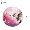 thumbnail image 2 of 12 Inch Wall Clock Battery Operated Silent Clock Decorative for Office, Kitchen, Outdoor, Living Room，Hummingbird Over Purple Flower Bush Watercolor Painting Floral Bird Adorable, 2 of 4