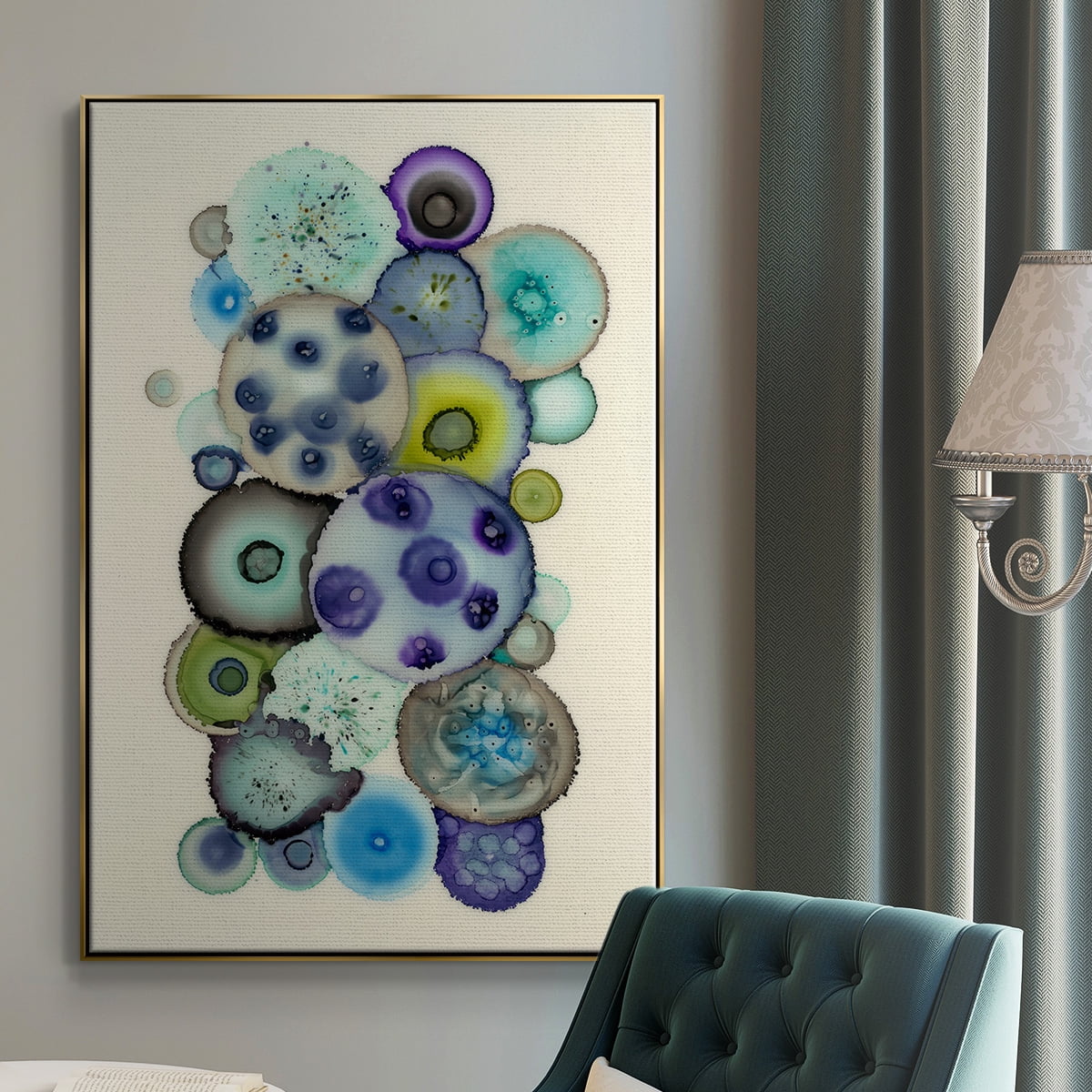 Geodes II Framed Premium Gallery Wrapped Canvas - Ready to Hang - 25 x 37 - Gold Floating Frame