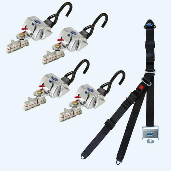 4 QRT Standard Retractors with L-Track Fittings with Retractable Lap & Shoulder Belt Combo | Q-8200-A1-L
