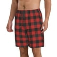 thumbnail image 2 of Goofa Red Black Plaid Printed Mens Swim Trunks Summer Quick Dry Short Beach Swimwear Bathing Suits-Medium, 2 of 9