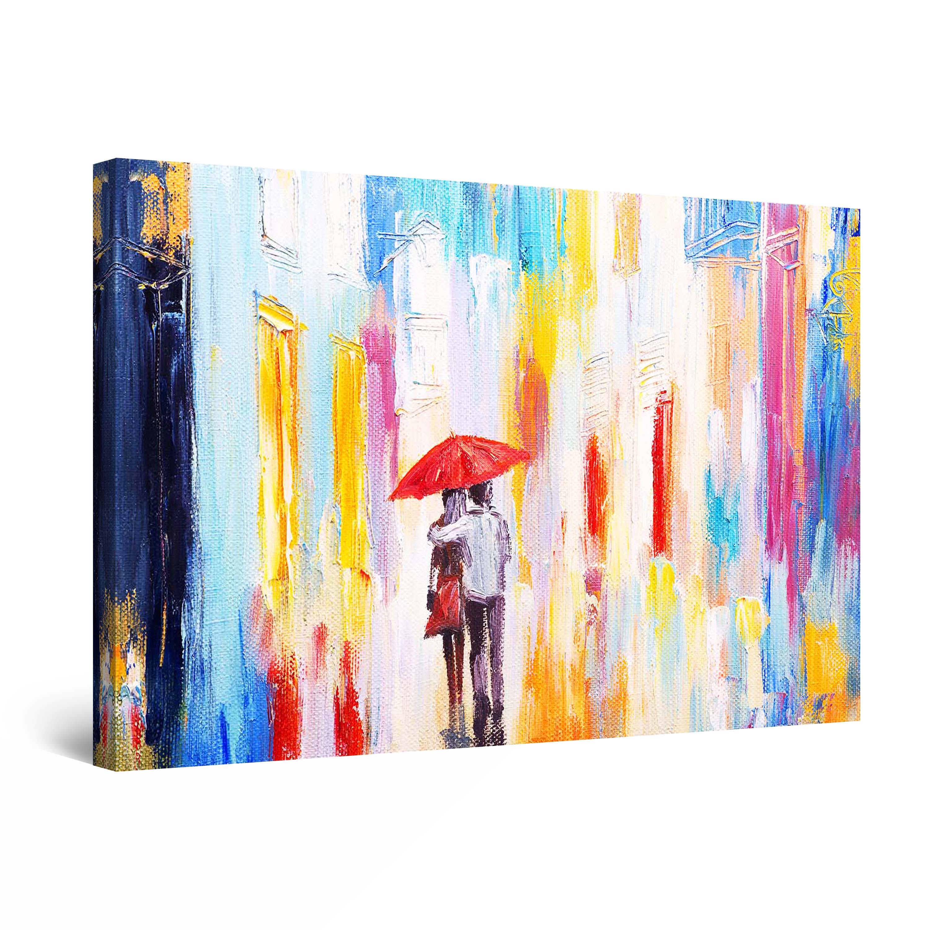 Startonight Canvas Wall Art Colored Abstract Couple Red Umbrella