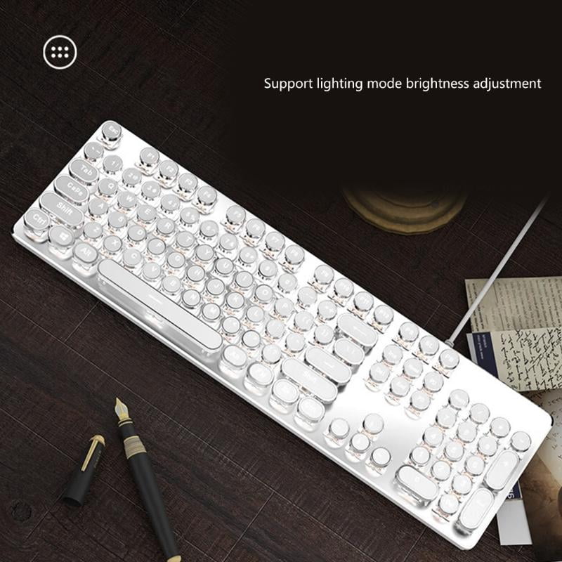 White Backlit Mechanical Gaming Keyboard with Tactile Switches 104Keys