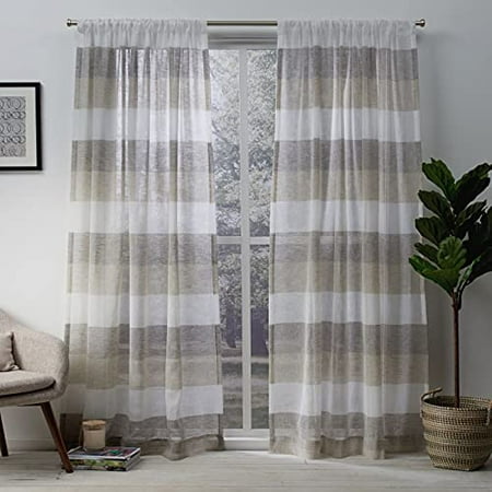 Exclusive Home Curtains Bern Striped Sheer-Rod Pocket Panel Pair ...