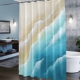 thumbnail image 6 of Light Blue Beige Beach Shower Curtain, Abstract Gradient Sandy Ocean Waves Waterproof Shower Curtain Set with 12 Hooks Lightweight Bath Curtains Fabric Bathroom Decor 36x72 Inches, 6 of 9