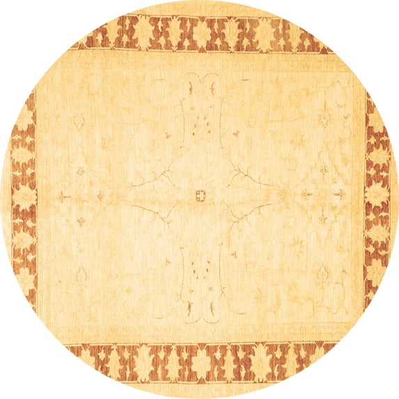 Ahgly Company Indoor Round Oriental Brown Traditional Area Rugs, 6' Round