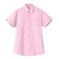 thumbnail image 4 of ZCFZJW Men's Casual Summer Button Down Linen Shirts Regular Fit Short Sleeve Cotton Beach Tops with Pocket Trendy Solid Color Hawaiian Shirts Leisure T-Shirts Pink XXXL, 4 of 6