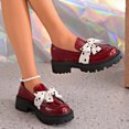 thumbnail image 4 of HEWUQI Women's Polka Dot Bow Loafers Platform Business Casual Dressy slip on Comfortable Breathable Arch Support for Daily Commuting Wine Size 7.5, 4 of 7