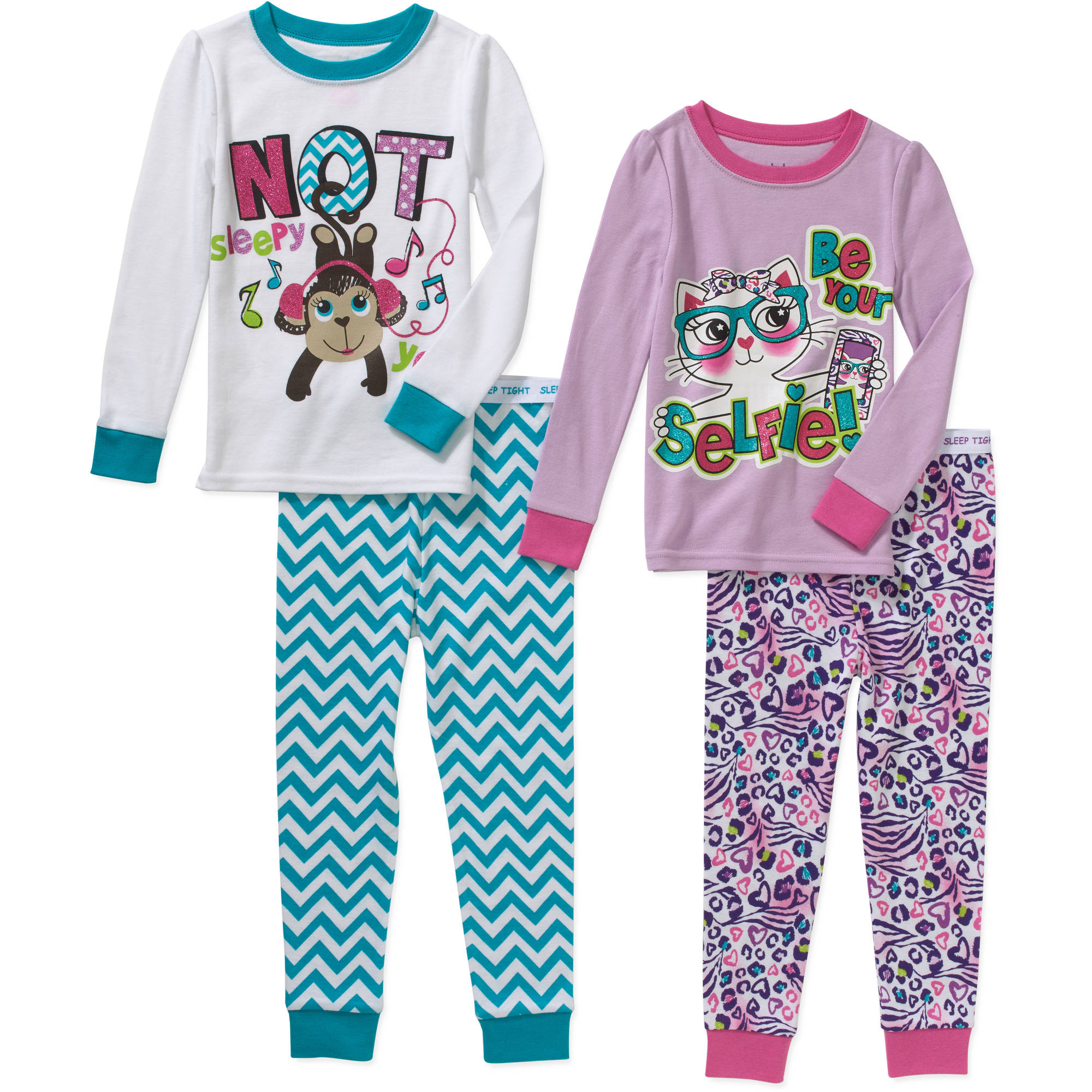 Baby Toddler Girl Cotton Tight Fit Pajamas, 2-Sets - image 1 of 1